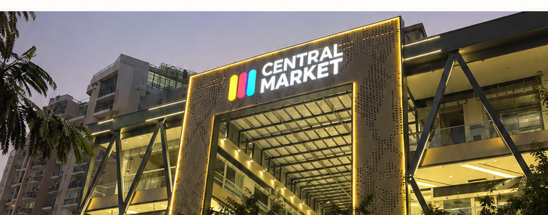 Central Market illuminated exterior signage