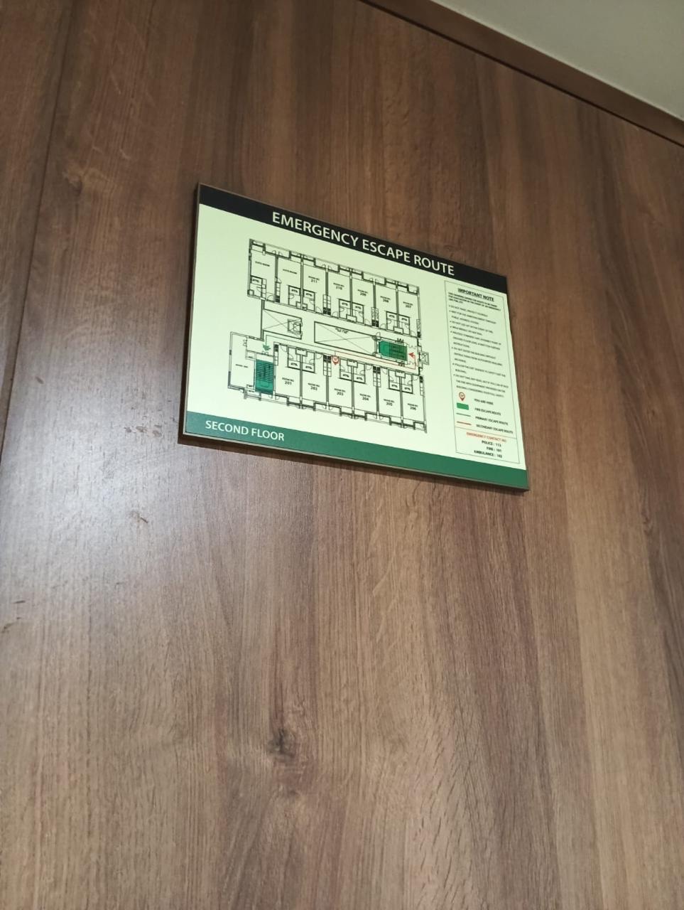 Hilton Lucknow second-floor emergency escape-route sign