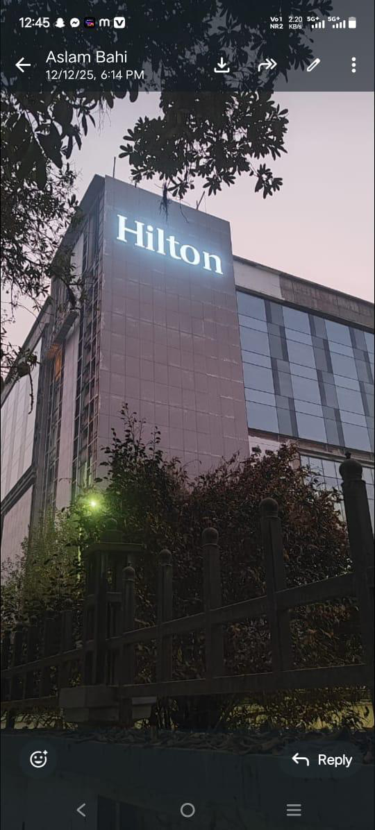 Hilton Lucknow illuminated exterior lettering